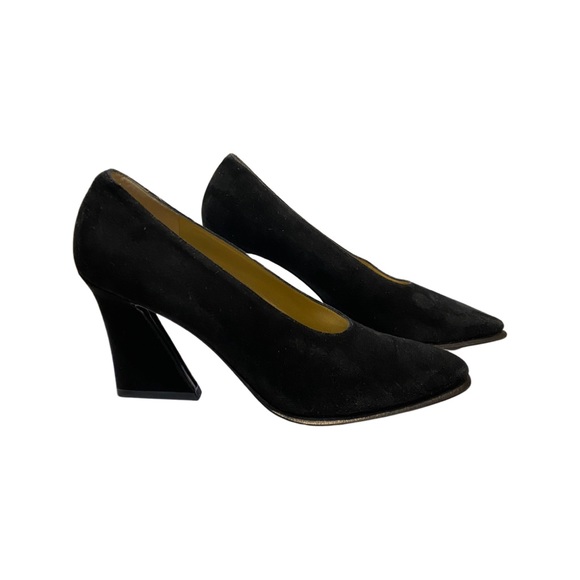 YVES SAINT LAURENT BLACK SUEDE HEEL - Picture 1 of 5